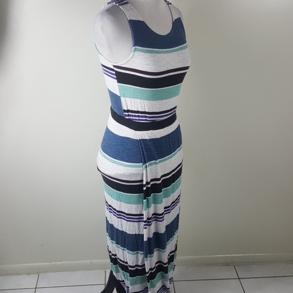 Dolan Anthropolgie Colorblock Slit Maxi Blue Dress - Picture 3 of 8